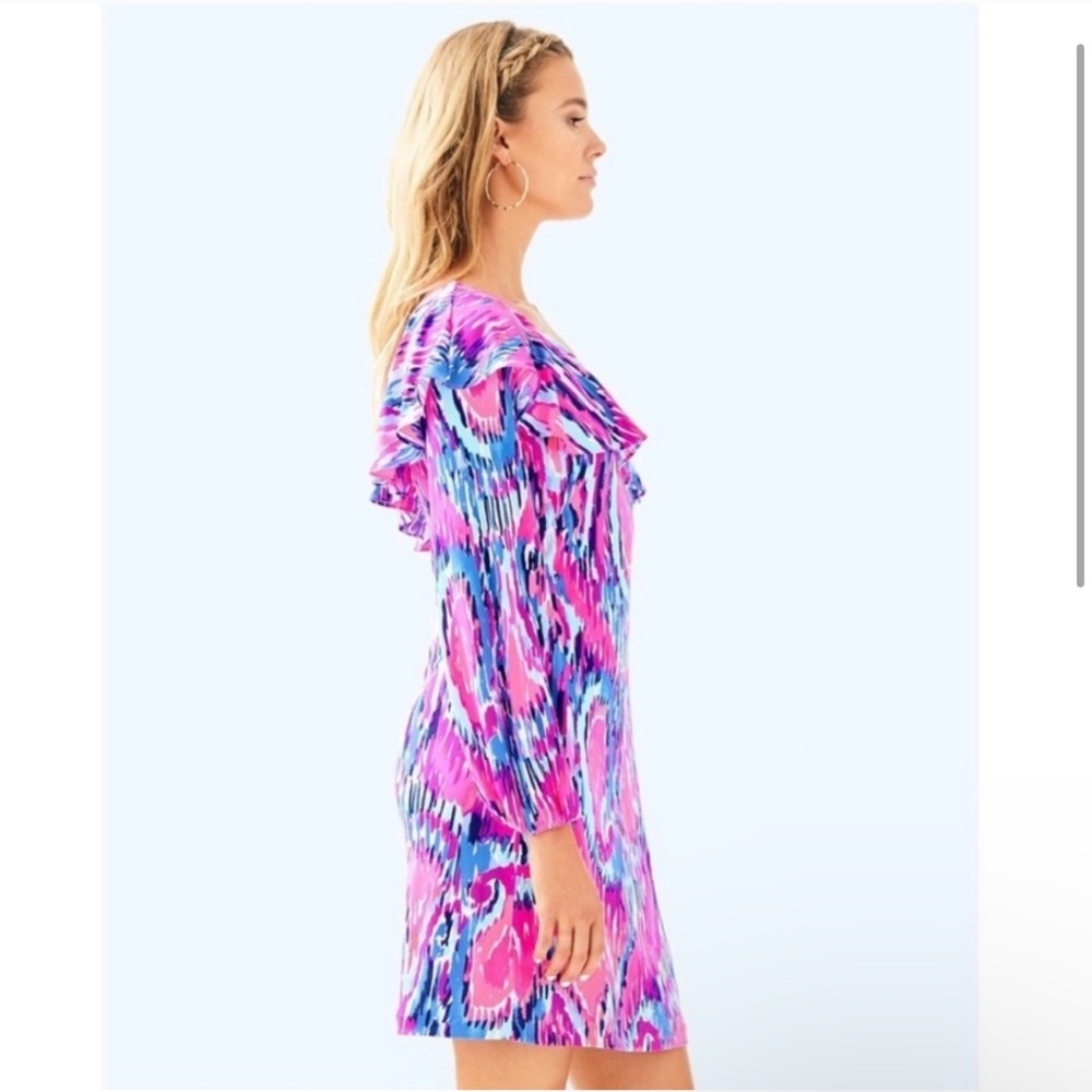 Lilly Pulitzer Amante Women’s Pink Neon One Shoulder Cocktail Coastal Beach‎ NWT - Picture 2 of 13